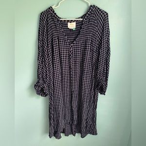 Maeve by Anthropologie Navy Dress with White Checker pattern-Plus Size